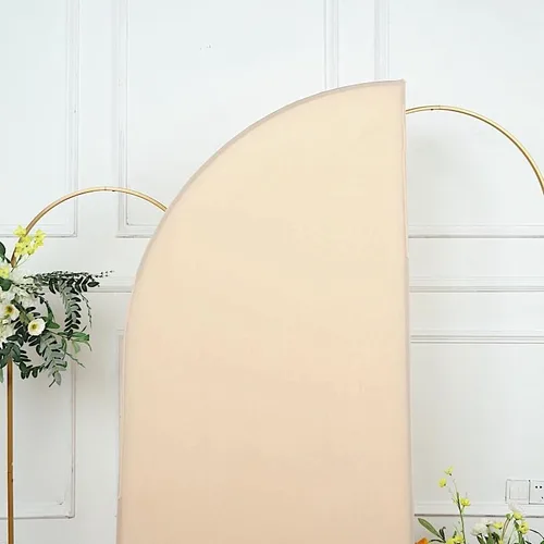 Vista 3 de Balsa Circle 6 x 3 pies, color beige mate, de elastano, media luna, arco de boda, telón de fondo, cubierta de soporte, fiesta, eventos, recepción