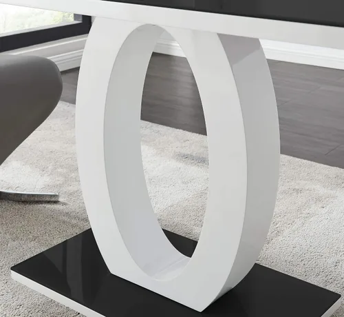 Vista 4 de Furniturebox UK Giovani - Juego de mesa de comedor de cristal negro y blanco de alto brillo y 4 sillas Lorenzo
