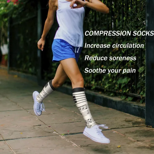 Vista 2 de 5 pares de calcetines de compresión de cobre para mujeres y hombres, circulación de 20-30 mmHg, el mejor apoyo para correr, atletismo, enfermería