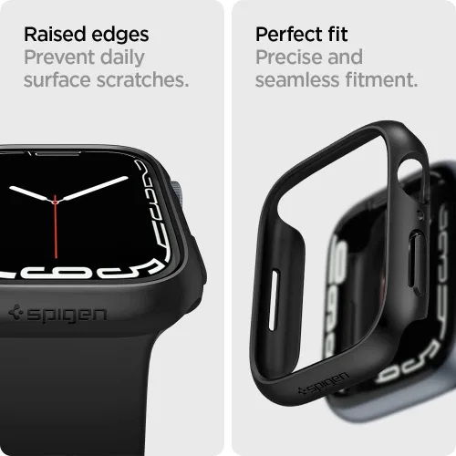 Vista 7 de Spigen Thin Fit Diseñado para Apple Watch Case Series 9/8/7 41mm Funda ligera de PC rígida - Negro
