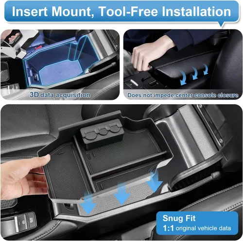 Vista 7 de 2023 2024 2025 Organizador de Consola Central para Honda Accord Hybrid (LX/EX/EX-L/Sport/Sport-L/Touring), Bandeja de Consola Duradera de Plástico