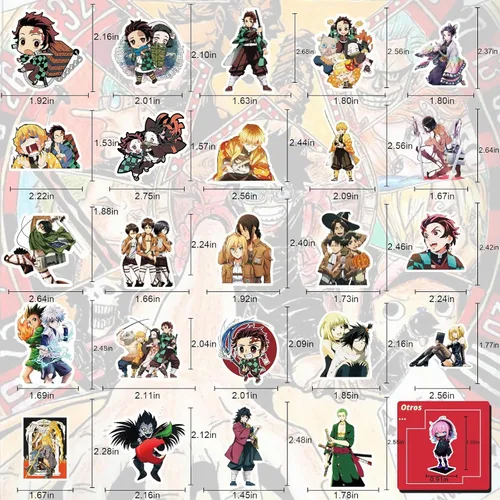 Vista 2 de Arme Paquete mixto de calcomanías de anime, 300 unidades mezcladas con temática de anime clásico, calcomanías de vinilo impermeables y calcomanías