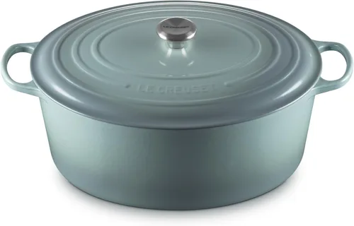 Vista 44 de Le Creuset - Olla holandés redonda con tapa de cocina, hecha de hierro fundido esmaltado, 6.75 cuartos de galón, color alcachofa, colección signature
