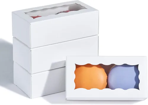 Vista 9 de 12 cajas de macarrón prémium de 4.17 x 2.16 x 1.37 pulgadas para 2, contenedores de macarrón, embalaje de macarrón para bodas, fiestas, regalos