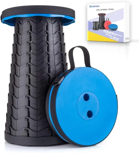 Vista 7 de Taburete plegable mejorado, ligero pero más resistente, con capacidad de carga, 400 libras, taburete plegable portátil para camping, pesca, Azul
