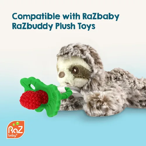Vista 8 de RaZbaby RaZberry - Mordedera de silicona para bebé (2 unidades) - Berrybumps alivia las encías adoloridas del bebé - Chupón de juguete para alivio