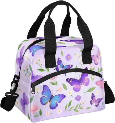 Vista 13 de Lonchera con bandera británica estadounidense, para mujeres, adultos, hombres, reutilizable, linda, lonchera de mano, bolsas enfriadoras