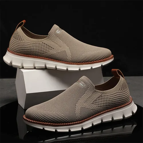 Vista 5 de Zapatos deportivos casuales para hombre, cómodos, de punto, de malla, ligeros, transpirables, formales, Oxford, para negocios
