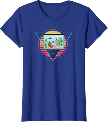 Vista 8 de Futuristic Fish Tank Synthwave Vaporwave Aquarium Aesthetic T-Shirt Negro
