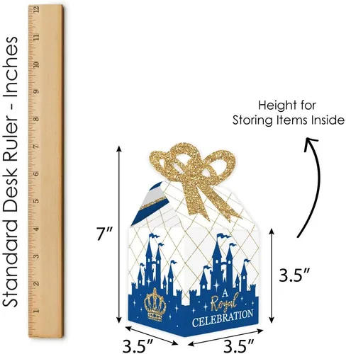 Vista 7 de Big Dot of Happiness Royal Prince Charming – Cajas de regalo cuadradas – Cajas de lazo para baby shower o fiesta de cumpleaños – Juego de 12