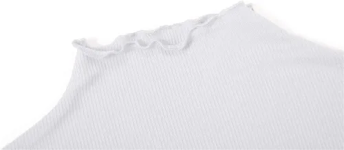 Vista 4 de POPZONE - Camisa de manga larga con cuello alto falso, ajustada, de punto acanalado