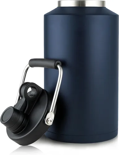 Vista 10 de Botella de agua de 1 galón aislada con popote, botella de agua de acero inoxidable de 128 onzas, boca ancha, doble vacío, apta para lavavajillas