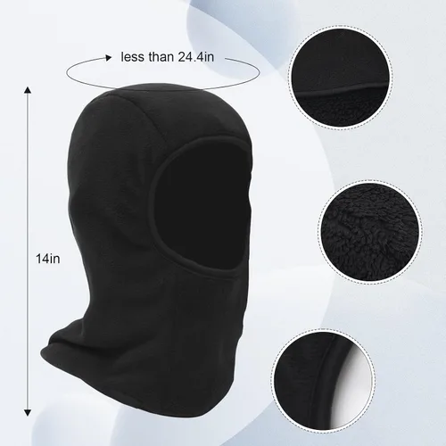 Vista 3 de Pasamontañas para hombre, de forro polar, pasamontañas, máscara de esquí, máscara facial para clima frío, calentador de cuello para mujeres