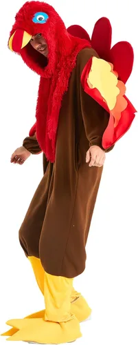 Vista 4 de Disfraz de pavo para adulto, Acción de Gracias, Halloween, traje de cosplay, traje divertido de 3 piezas para hombres y mujeres, fiesta de vacaciones