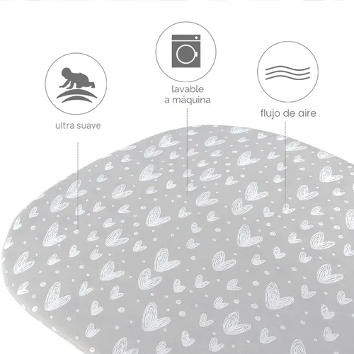 Vista 2 de Sábanas ajustadas de cuna, compatibles con Munchkin Brica Fold N' Go, 2 unidades, 100% algodón de punto jersey, transpirables y súper suaves Gris