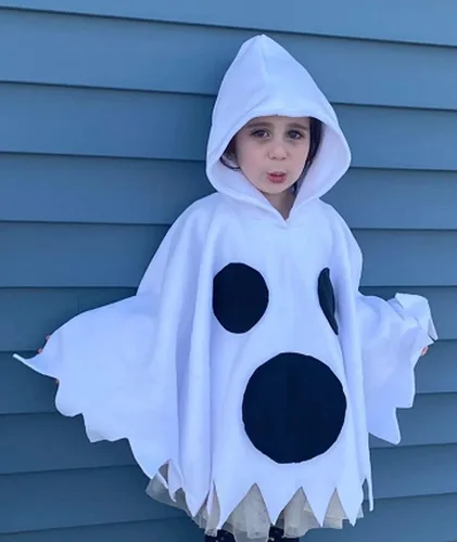 Vista 2 de SAYOO Disfraz unisex de capa con capucha de Navidad, con borla de fantasma, calabaza malvada, fantasma, cosplay, disfraz