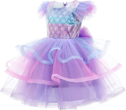 Vista 2 de AmzBarley Vestido de sirena para niñas con accesorios