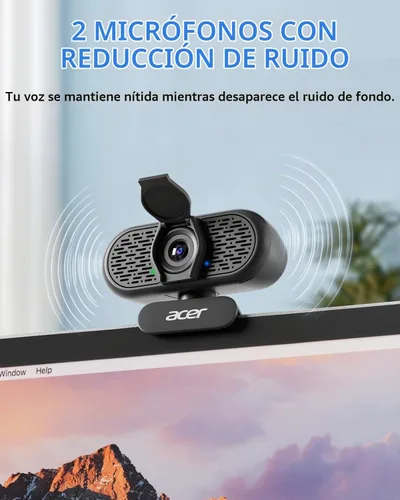 Vista 3 de Acer Cámara web A610 1080p para PC con micrófonos Cámara de computadora Negro