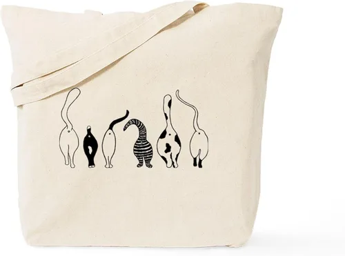 Vista 17 de CafePress Cat Butts - Bolsa de compras de lona beige natural reutilizable