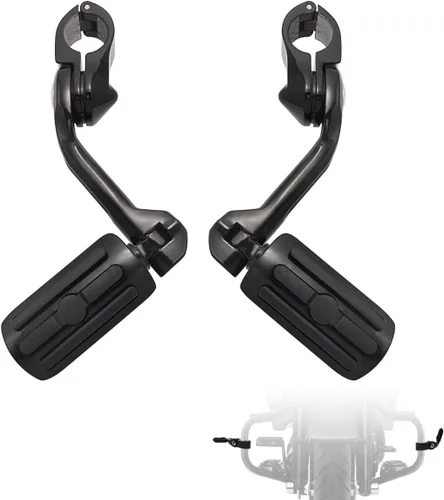 Vista 8 de FOVPLUE Estriberas de carretera de 1.25 pulgadas, clavijas ajustables en ángulo largo con soportes para Harley Touring Street Glide Electra Glide