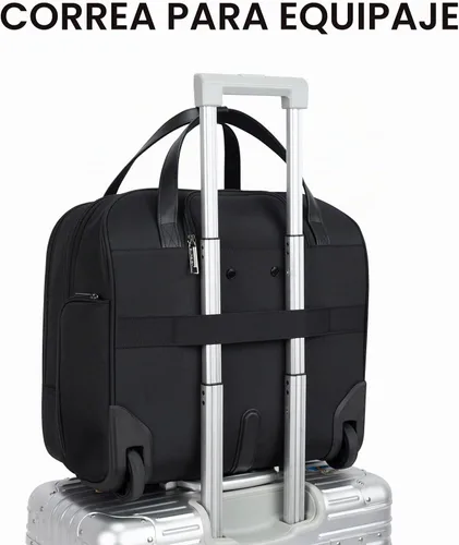 Vista 6 de EMPSIGN - Maletín con ruedas para laptop para mujer, 15.6 pulgadas, color negro Water-Repellent, Airline Approved, Overnight Computer Bag, Rolling