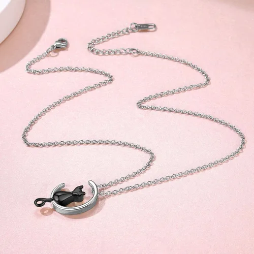Vista 242 de FindChic Collares personalizados con urna para cenizas, barra vertical, gato, luna, reloj de arena, garra de perro, acero inoxidable, chapado en oro