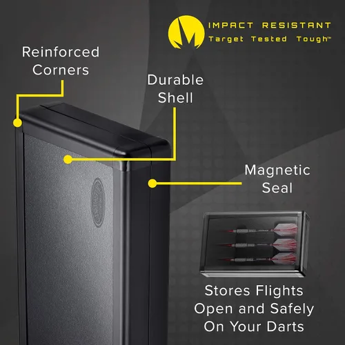 Vista 5 de Casemaster Sinister - Estuche magnético de aluminio para dardos con espacio de corte de precisión para sostener 3 dardos de punta de acero o punta