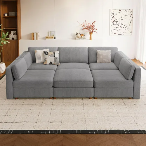 Vista 67 de CUGOAO Sofá biplaza extragrande de 83.5 pulgadas, sofás para sala de estar, sofá nube de felpilla de asiento profundo, sofá modular seccional, funda