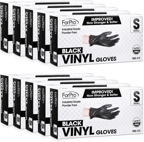 Vista 14 de ForPro Disposable Vinyl Gloves, 3.9 Mil, Powder & Latex-Free, Food Safe Negro