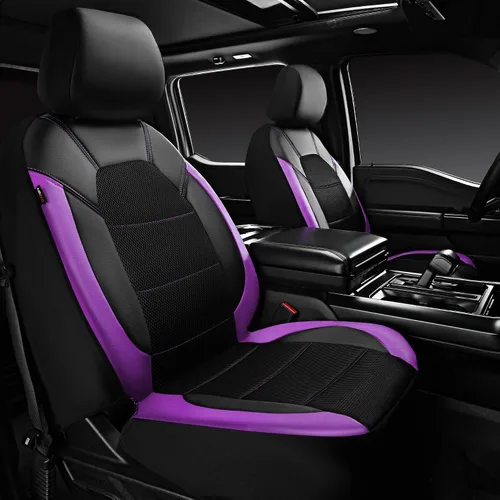 Vista 14 de CAR PASS Fundas de cuero para asientos delanteros solamente, con fundas de asiento delantero de malla de aire, transpirables, fundas de asiento
