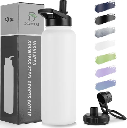 Vista 21 de DOMICARE Botella de agua para niños de 16 onzas para la escuela, de acero inoxidable, con aislamiento al vacío de doble pared, botella de agua