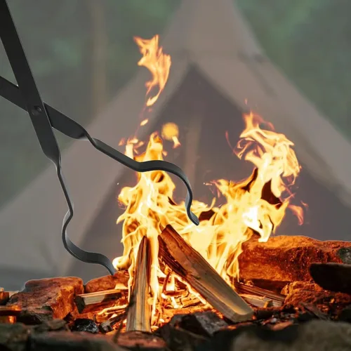 Vista 6 de Pinzas para hoguera de 26 pulgadas y pozo de fuego de 32 pulgadas, juego de herramientas para chimenea, agarradores de troncos portátiles