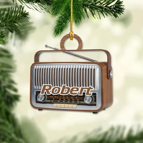 Vista 16 de Adorno de radio personalizado 2025, adorno de radio retro personalizado, cinta de cassette, adornos retro, adornos de radio de Navidad, adornos