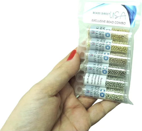 Vista 4 de Duracoat - Juego de 6 colores metálicos galvanizados, cuentas redondas Miyuki Rocaille de semillas tamaño 11/0, cada una en tubo de 2 pulgadas, 0.30