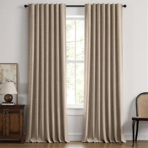 Vista 69 de MIULEE Cortinas de lino 100% opacas para dormitorio, marfil sólido, decoración de lujo, aislamiento térmico, cortinas oscurecedoras para sala
