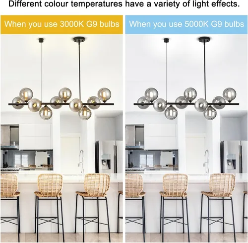 Vista 7 de Candelabros lineales para comedor de 10 luces, lámpara lineal moderna Sputnik, lámpara de techo Sputnik, luces de isla de 40 pulgadas para cocina