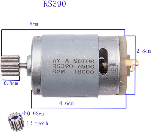 Vista 2 de weelye 390 18000RPM Motor Eléctrico RS390 6V Motor Drive Motor Accesorio para Niños Paseo en Juguetes Piezas de Repuesto