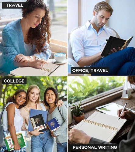Vista 7 de Cuaderno grande en espiral para mujeres y hombres, 300 páginas rayadas numeradas, con rayas universitarias, cuaderno encuadernado en espiral de tapa