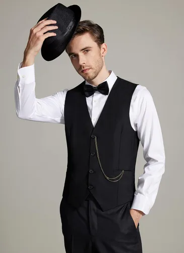 Vista 2 de Gionforsy Disfraz de gángster de los años 20 para hombre, conjunto de accesorios para disfraz de Gatsby, sombrero con tirantes y pajarita