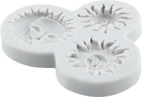 Vista 5 de Molde de silicona para fondant de cara de sol y luna, moldes de caramelo de chocolate para decoración de cupcakes de chocolate, decoración
