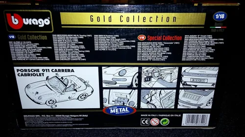 Vista 4 de Burago Porche 911 Carrera Cabriolet 1994 Turquesa Escala 1/18 Oro Colección