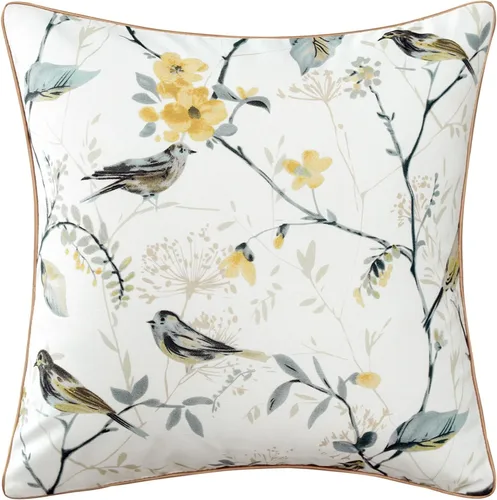 Vista 21 de VOGOL - Funda de almohada texturizada de lino, 18 x 18 pulgadas, estilo granja, para sofá, cama y habitación, con diseño de pájaros y hojas beige