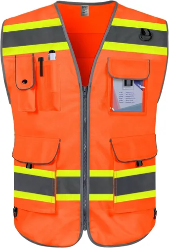 Vista 5 de TCCFCCT 9 Pockets Hi Vis Safety Vest for Men Women with Extend Edge, Class 2