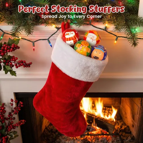 Vista 4 de LovesTown 25 bolas de estrés de Navidad a granel, bolas para apretar, juguetes para ansiedad de Navidad, rellenos de calcetines de Navidad