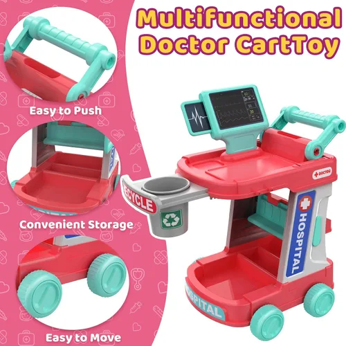 Vista 5 de Kit de médico para niños – Juego de doctor de simulación para niños pequeños con estetoscopio – Juego médico de juguete para niños y niñas – Kit