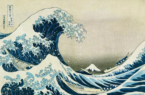 Vista 17 de Hokusai - Póster de pared The Great Wave Off Kanagawa, 22.4 pulgadas de largo x 14.7 pulgadas de ancho, versión enmarcada de madera de granero