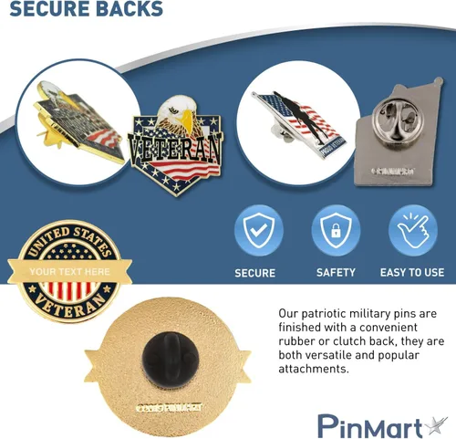 Vista 6 de PinMart Pin de veterano Pin patriótico americano de solapa o sombrero Orgulloso de ser retirado ejército, marina, fuerza aérea o cuerpo de marina
