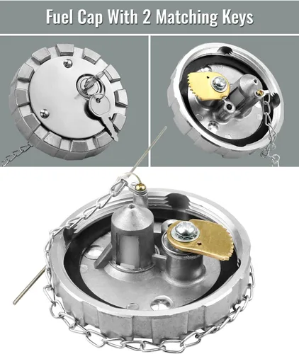 Vista 4 de Tapón de combustible diésel con bloqueo de 3 1/2 pulgadas, rosca de curso de 5.5 TPI para tanque de combustible Kenworth Freightliner Peterbilt