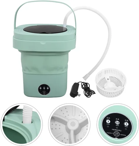 Vista 5 de NUOBESTY Mini lavadora plegable portátil con cesta de drenaje y múltiples modos de ahorro de espacio, diseño plegable para viajes, dormitorio