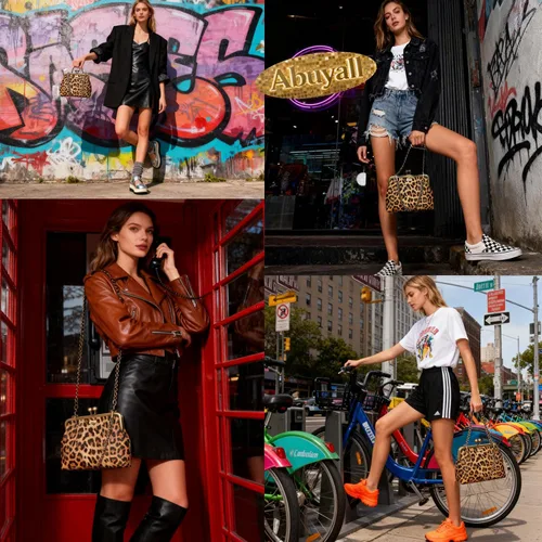 Vista 6 de Bolso vintage pequeño con estampado de leopardo y cierre de beso retro